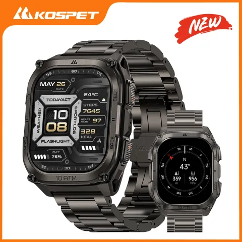 2026 KOSPET Tank M4 SE Rugged Smart Watch Military Grade GPS Stainless Steel 100M Waterproof 45M Fre