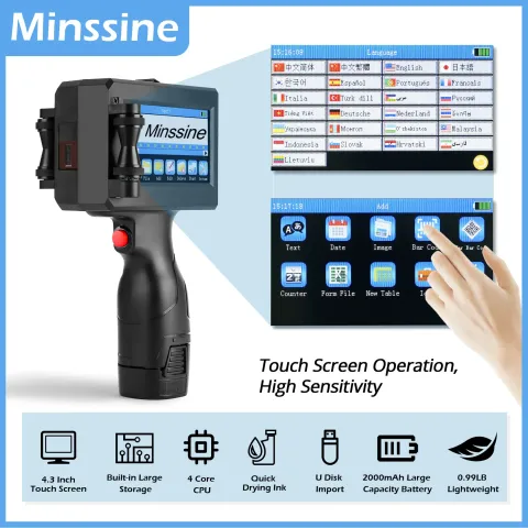 12.7/25.4mm Handheld Inkjet Printer for QR Barcode Batch Date Number Logo Expiry Date Coding Machine