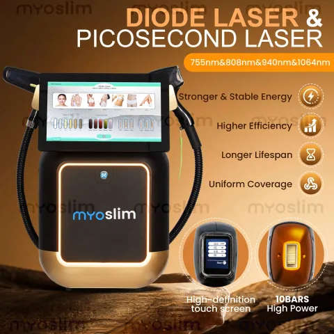 Professional 2 in 1 Diode  Pico  Device 10BARS 60 Million Shots Warranty Ice Cooling Hair Remover Tattoo Carbon Peel Ski