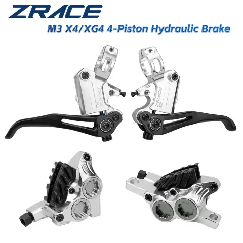 ZRACE M3 X4 / XG4 Hydraulic Disc Brake Set,Full CNC Lightweight, 4-Piston Hydraulic Brake, for MTB XC / Trail / AM / DH 
