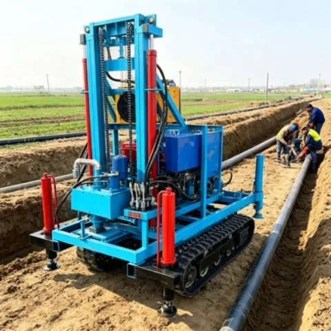 Hydraulic Multifunctional Water Well Drilling Rig Four Cylinder 106HP Wheel Well Drilling Rig Mini S