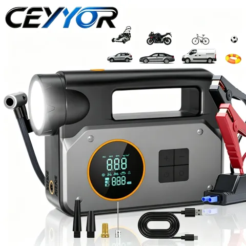 4IN1 Car Battery Starter for 12V Petrol Diesel Car Battery.Multifunctional Jump Starter Power Bank E