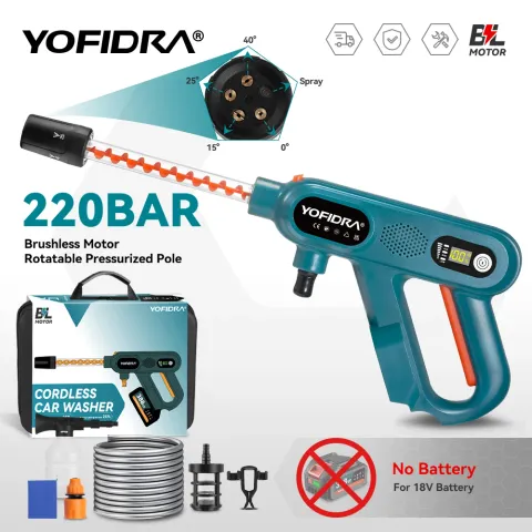YOFIDRA 220Bar Brushless High Pressure Car Washer Gun 3 Gear Electric Washing Water Wash Spray Gun F