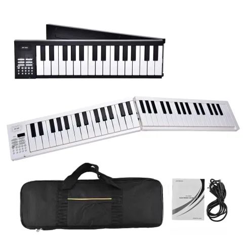 Miwayer 61-Key Portable Folding Electronic Piano Keyboard with LED Display, 16 Tones&100 Rhythms, Built-in Battery,Teach