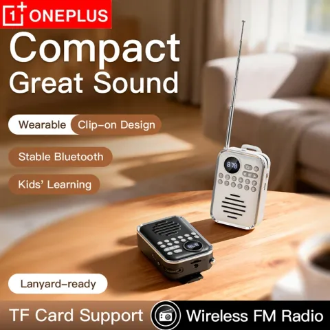 OnePlus Mini Bluetooth Speaker FM Radio Portable Rechargeable TF Card Support With Digital Display for Outdoor Home Elderly