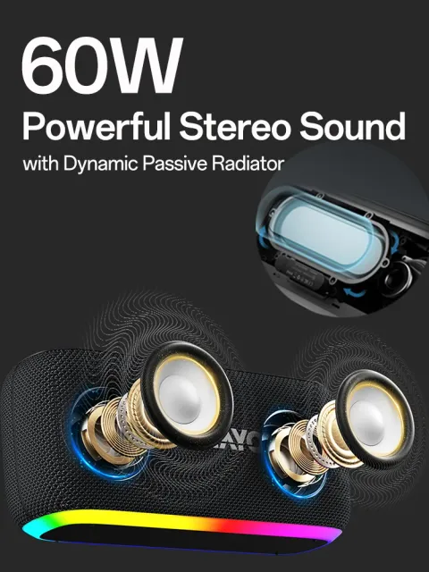 Ortizan OHAYO-S15 Home Speaker,Premium, Portable and Wireless Bluetooth Bookshelf Speaker with Thundering Bass, LED Lights Show