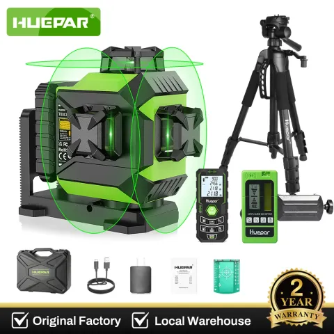 Huepar 703CG Green 12 Lines 3D Laser Level Self-Leveling Cross Line Adjust Bright Alignment Laser To