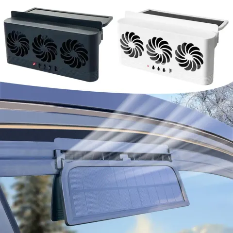 Upgrade Solar Powered Fan Car Cooler Front/Rear USB Charging Window Radiator Exhaust Fan Auto Air Vent Fan Ventilation R