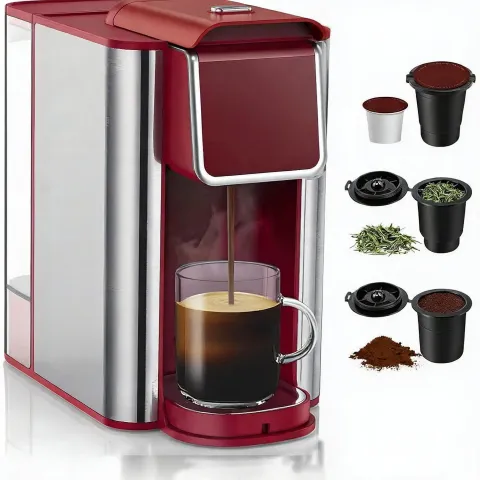 3-in-1 Single Serve Coffee Maker, Quick Brew for Coffee Pods, Ground Coffee, & Loose Tea, 6-12oz Cup Sizes, 50oz Removable W