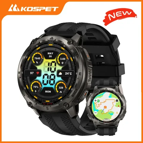 KOSPET Tank T4 Smart Watch for Men 6-Sat GPS Offline Maps 10ATM Waterproof Heart Rate Diving Skiing