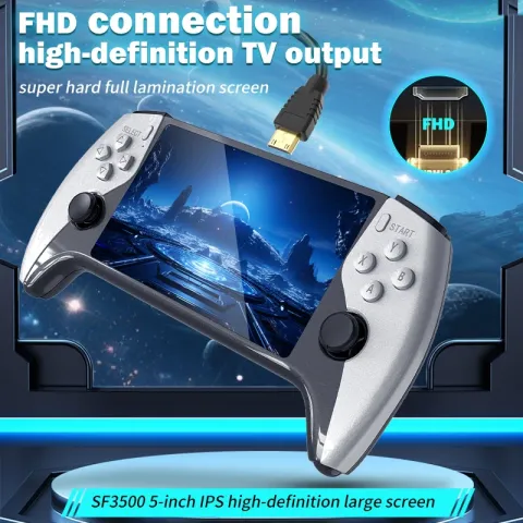 Multifunctional 5 Inch IPS HD Retro Handheld Game Console SF3500 Support Multi-System with FHD Port&