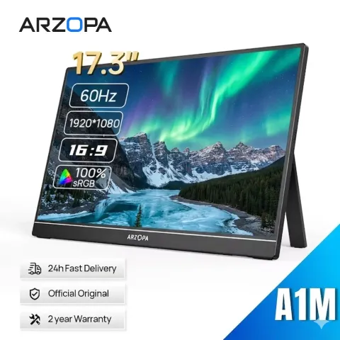 ARZOPA 17.3 inch 1080P Portable Monitor IPS Screen gaming accessories with type-C mini HDMI for Laptop/Mac/ps4/Xbox/Swit