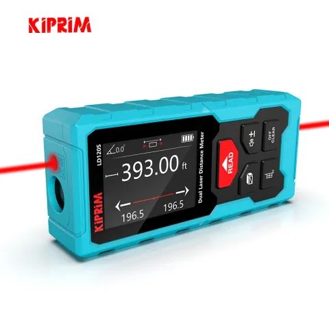 Kiprim Dual Laser Distance Meter Rechargeable Bilateral Laser Rangefinder 120m Digital Tape Measure