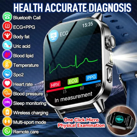 New Men ECG Smart Watch Blood Pressure Blood Oxygen Blood Fat Uric Acid Te
