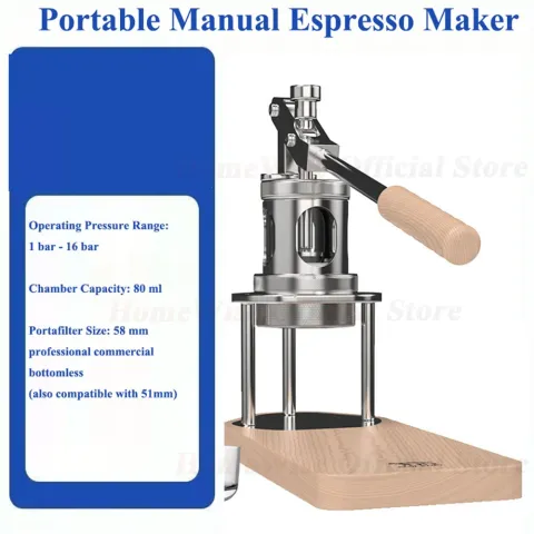 LXCHAN WS/WS1 Portable Manual Espresso Maker with Pressure Gauge for Travel and Home Use Pour-Over and Iced Coffee 51/58mm