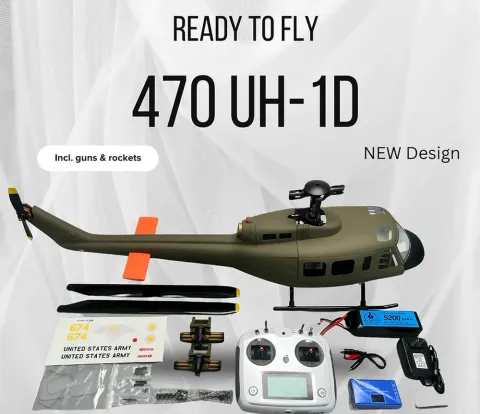 Roban 470 Size UH-1D Army RTF RC Helicopter X2 IntellIgent Control System