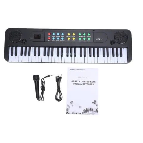 Portable 61-Key Electronic Keyboard, Piano with 200 Sounds, 200 Rhythms, Microphone, Learning Mode and Metronome