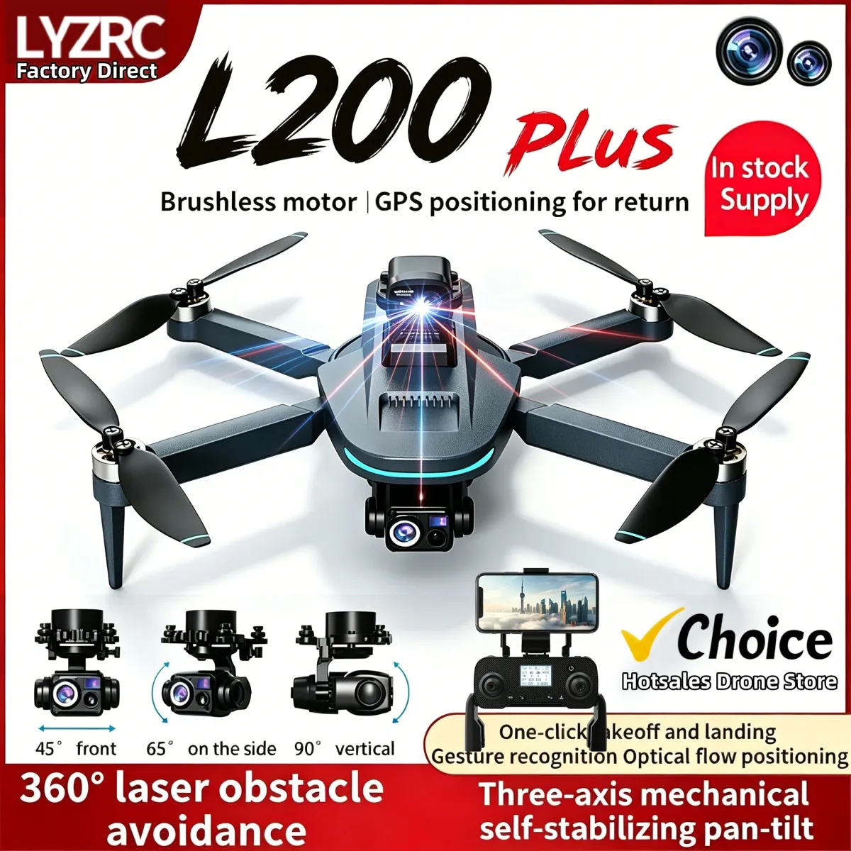New L200 Plus GPS Drone Factory 4K Professional HD Dual Lens 3-Axis Gimbal 360° Laser Obstacle Avoidance Brushless RC Qu