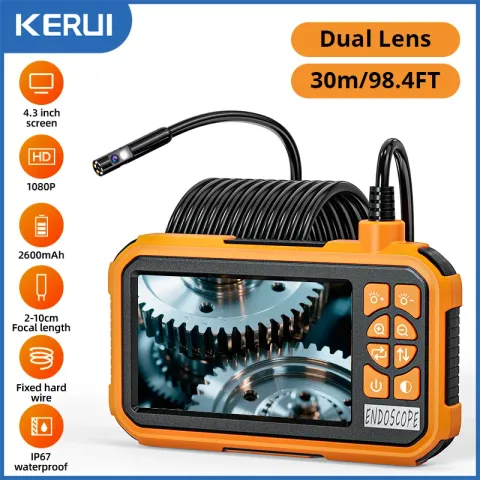 FUERS 1/5/10/20/30M Endoscope Camera, Single/Dual Lens 1080P Snake Camera, Semi-Rigid Sewer Cable
