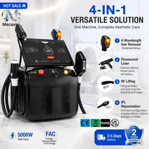 2026 4 In 1 Soprano 755/808/940/1064nm 4 Waves Titanium Ice Laser Hair Removal Latest FAC Technology
