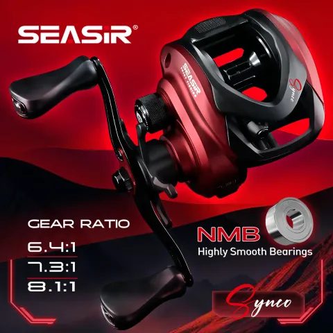 SEASIR SYNCO Baitcasting Reel 6.4/7.3/8.1 Gear Ratio Brass Gear NMB Bearings 5+1 Resistant 8kg Drag