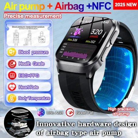 New Air Pump Airbag Blood Pressure Health Measure Smart Watches Men