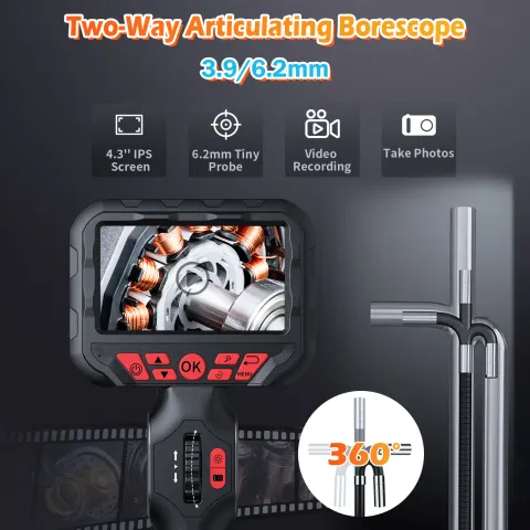 3.9/6mm Single Dual Lens Rotary Articulated Automotive Boroscope Endoscope Camera Joint For Cars Too
