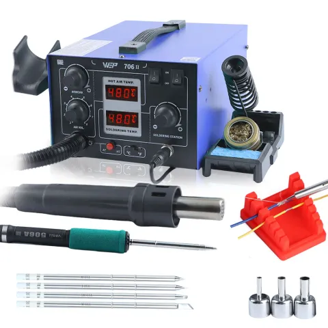 WEP 706-II Desoldering Station With Electric T-12 Soldering Iron Kit Hot Air Rework Station Welding