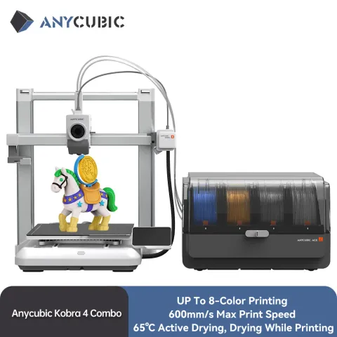 ANYCUBIC Kobra 4 Combo 600mm/s Fast Printing 3D Printer Up to 8 Colors ACE 2 Pro Filament Drying APP