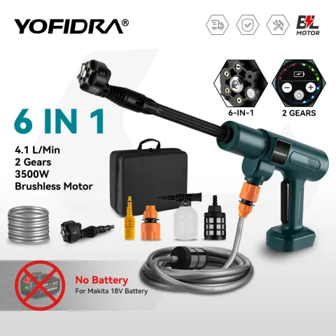 YOFIDRA 200Bar Brushless High Pressure Washer Gun Electric Car Washer Garden Watering Gun Cleaning T