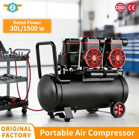 Silent Oil-Free Air Compressor 600W 1500W Portable Air Pump with 10L-160L Tank for Home Repair Tire
