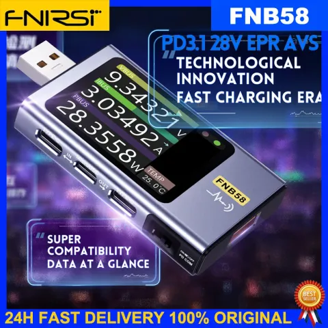 Fnirsi FNB58 USB Tester Voltmeter Ammeter Fast Charge TYPE-C Detection Trigger Capacity Measurement