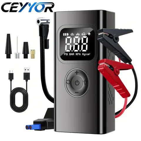 CEYYOR Jump Starter With 150PSI Air Compressor,Car Jump Starter,12V Portable Car/Motorcycle Battery