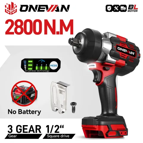Gisam 2800N.M Brushless Electric Wrench 1/2 Inch Cordless Impact Wrench Electirc Screwdriver Drill F