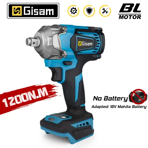 Gisam 1200N.M Brushless Electric Impact Wrench 1/2 inch Screwdriver Cordless Electric Wrench Tools f