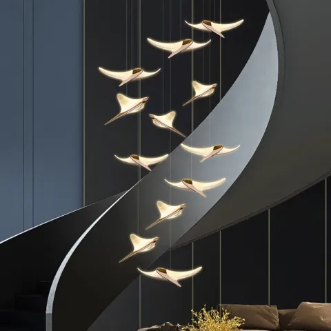 Seagull Modern Chandelier Led Duplex Attic Lamp Stair Chandelier Living Room Hall Stairwell Lamp Nor