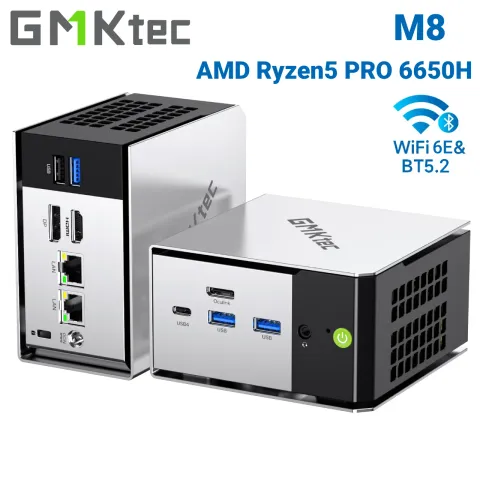 GMKtec M8 Mini PC AMD Ryzen 5 PRO 6650H 16GB RAM NO SSD NO OS Mini Desktop Computers Triple 4K Display, WiFi5.2,BT6E, US