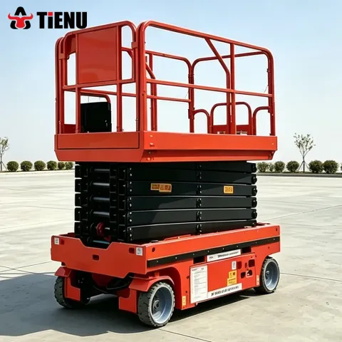 Electric Scissor lift Platform Self Propelled Aerial Work Lift With an Extendable Platform Stable Lifting Operation