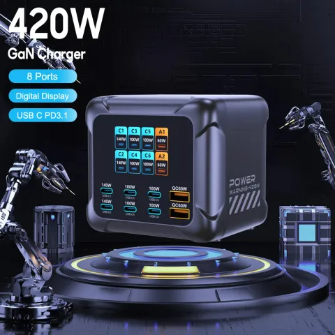Ubigbuy 420W GaN Charger PPS PD3.1 140W USB Type C Digital Display