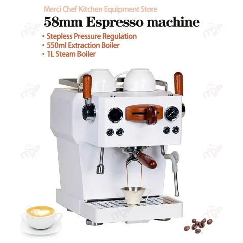 58mm Espresso Machine Stepless Pressure Adjustment Dual Boiler System PID Temp Control With 1.8L Water Tank 220V 240V