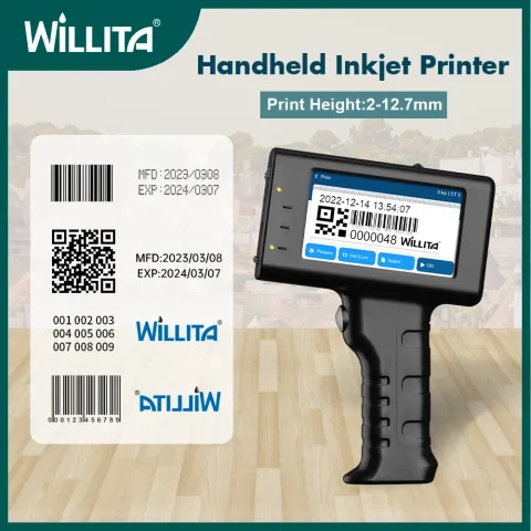 Willita 12.7mm Handheld Inkjet Printer Gun | Portable Plastic Surface Coding for Expiry Dates, Batch