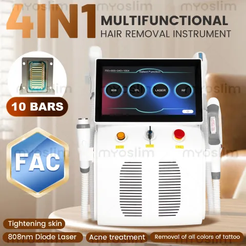 4in1 Soprano 755 808 940 1064nm 4 Wave Titanium Ice Platinum RF Diode ND:YAG Machine Painless Hair