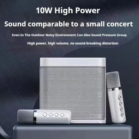 Karaoke Machine With 2 Wireless Dual Microphones Portable Boombox AUX TF Card U Disk Player Voice Changer For Party