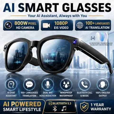 2026 New 8MP 4K Camera AI Glasses Men Photo&Video Caputure 16GB Memory 130+Translation Glasses Water