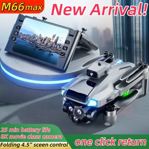 M66 New Folding Drone 4,5" Screen 25 Min Battery 8K Movie Camera Optical Flow Position Aircrafting Obstacle Avoidance Br