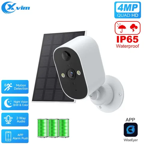 XVIM 1080P Solar Security Camera Wireless WiFi 2K Solar Battery Powered Camera HD Home Surveillance