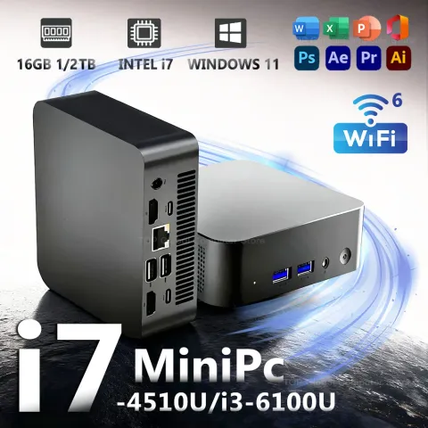 2026 Intel Core i7 4510U/i3 6100U Mini PC Windows 11 16GB RAM 1TB 2TB SSD Minipc WIFI6 Office/Study/Home Mini Desktop Co