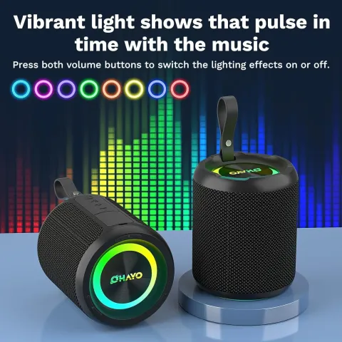 OHAYO 40W Wireless Portable Bluetooth Speaker with Lights, IPX7 Waterproof, Loud Sound, RGB Lights,TWS Pairing, AUX&TF-Card in