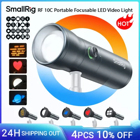 SmallRig RF 10C RGB LED Photography Flashlight 7500mAh 4 Color Fill Ambient Light w 20 Patterned Lig