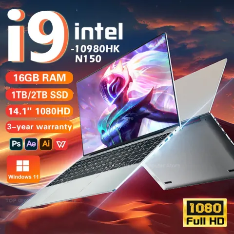 14.1"Potrable Laptop Intel Core i9 10980HK Intel N150 Computer Windows 11 Pro Gaming laptops 16GB RAM 4K 1TB 2TB SSD Not